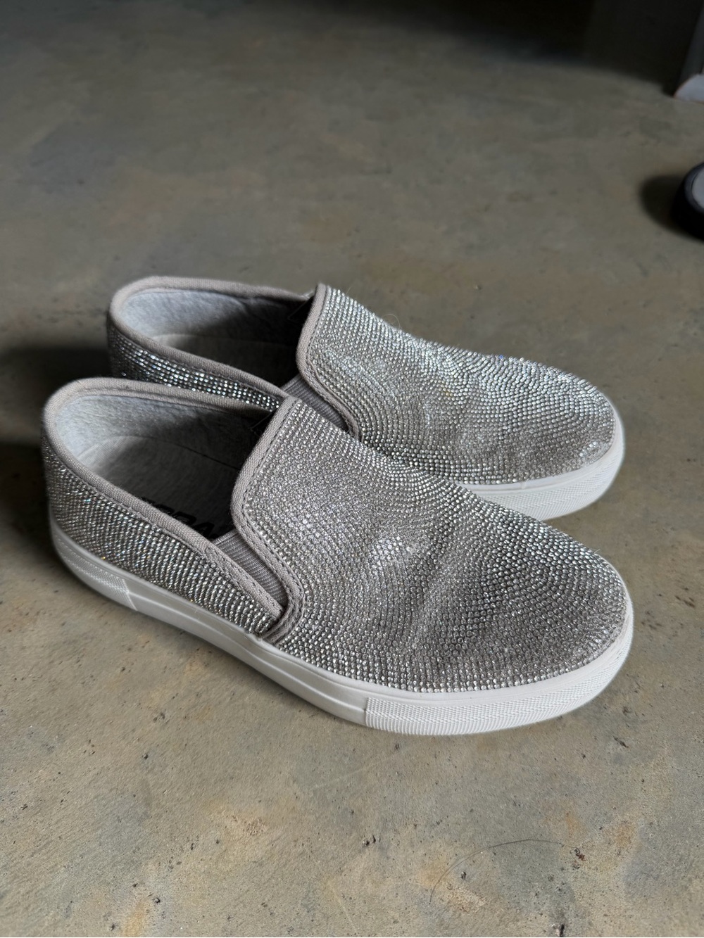 Soda Silver Slip-On Rhinestone Sneakers